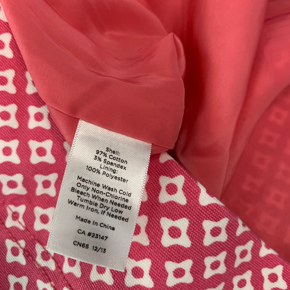 Talbots Womens Mini Skirt 12 Pink Patterned Lined Pencil Straight Work Office - Picture 5 of 8